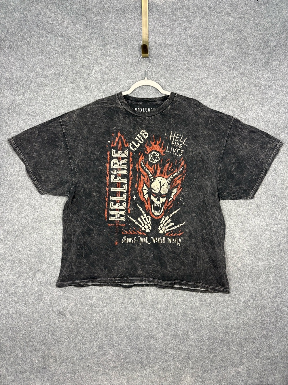 Stranger Things Hellfire Club Acid Wash Graphic Tee 2XL